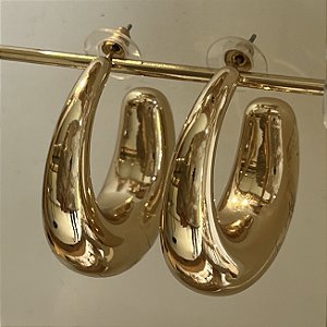 Argola Gota Inteira - Dourado