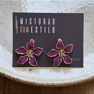 Brinco Flor de Lotus - P - Roxa
