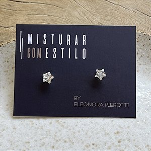 Brinco Solitário Estrela de Zircônia - M - Ródio