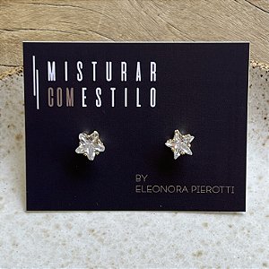 Brinco Solitário Estrela de Zircônia - G - Dourado