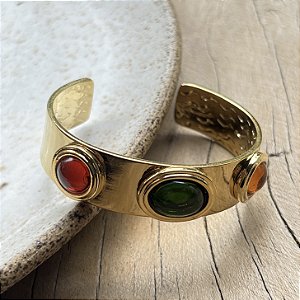 Bracelete Aurora Tricolor - Verde, Rubi e Laranja