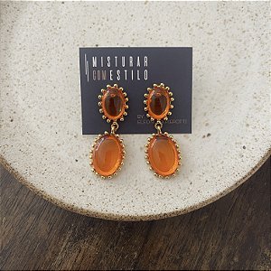 Brinco Aurora Resina Duplo - Laranja