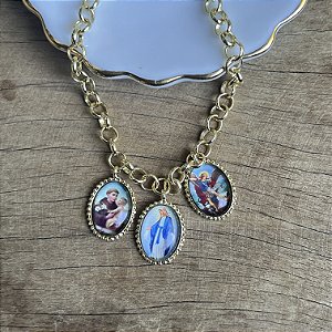 Pulseira Elos Portugueses - N. S. Graças - Dourado