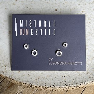 Conjunto Mini Argolas Retas - Ródio