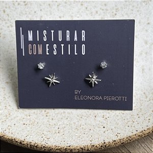 Conjunto Estrela e Ponto de Luz - Ródio