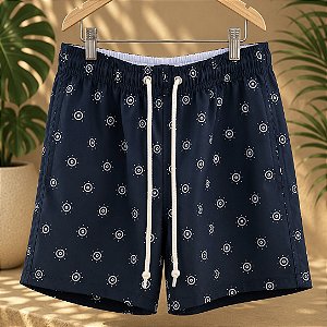 Short Praia Cagliari Sol - Branco com Azul