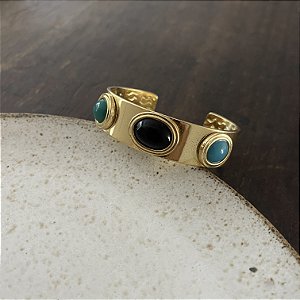 Bracelete Aurora Tricolor - Preto, Turquesa e Esmeralda