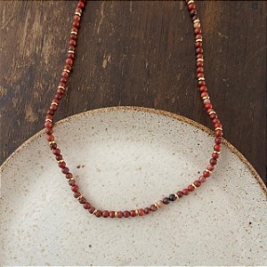 Colar Pedras Naturais Ibiza - P - curto - Terracota