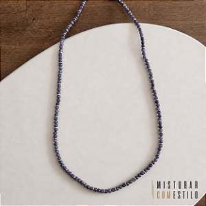 Colar Pedras Naturais Ibiza - P - Longo - azul jeans