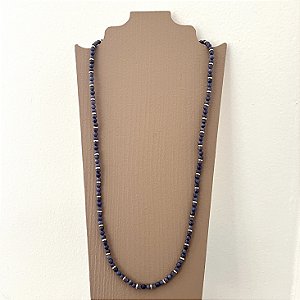 Colar Murano Pedra Ibiza - P - Longo - azul jeans