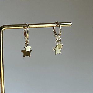 Argola Betina Duas Estrelas - Dourado