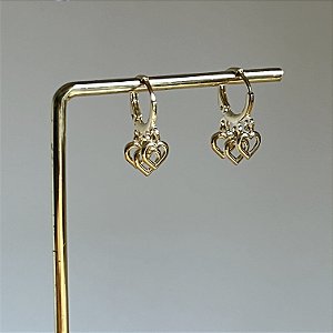 Argola Betina Trio Coração Vazado - Dourado