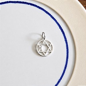 Medalha Estrela de David - Vazada - M - Ródio