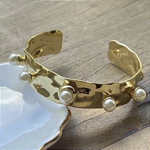 Bracelete Cora Martelado - Pérolas