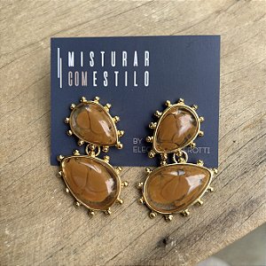 Brinco Aurora Duplo Gota - Mescla Caramelo