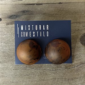 Brinco Bolão De Resina - M - Tartaruga - Fosco
