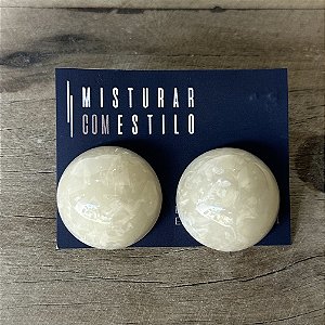 Brinco Bolão De Resina - M - Marfim - semi transparente