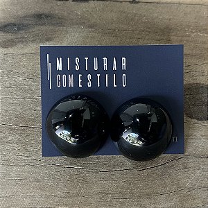 Brinco Bolão De Resina - M - Preto