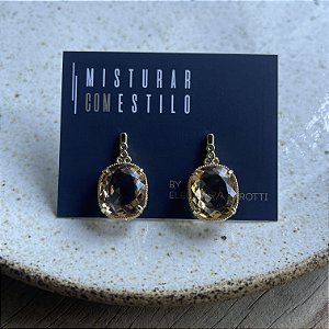 Brinco Cristal Retangular com Zircônia  - Morganita