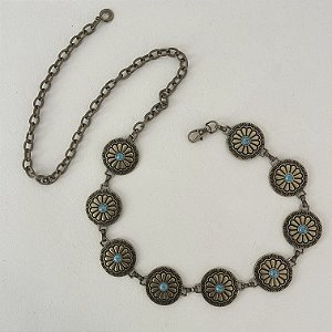 Cinto Chapas com Turquesa - Ouro Velho