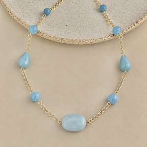 Colar Petra Boho Pedras - Turquesa - Curto
