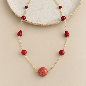 Colar Petra Boho Pedras - Marsala - Longo