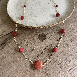 Colar Petra Boho Pedras - Marsala - Longo