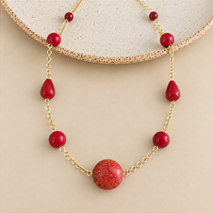 Colar Petra Boho Pedras - Marsala - Curto