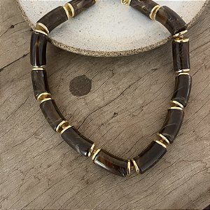 Colar Boho de Resina - Café