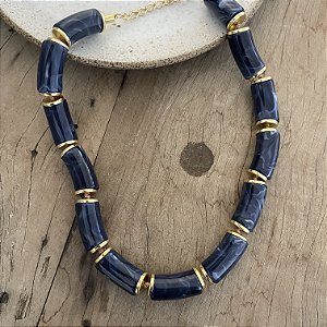 Colar Boho de Resina - Marinho