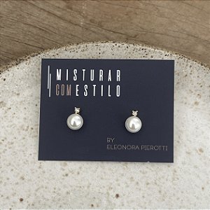 Solitario Perola Shell e Zirconia - P