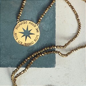 Colar Cristais - Dourado - Me Guia Senhor