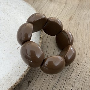 Bracelete de Bolas de Resina - Marrom