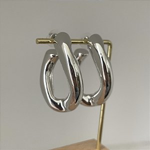 Argola Orgânica Onda - Ródio