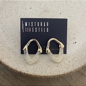 Argola Petra Reta - Marfim Dourado