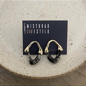 Argola Petra Reta - Fumê Dourado