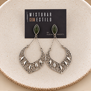 Brinco Petra Boho Vazado - Verde Musgo