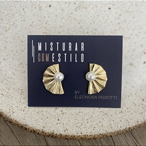 Brinco Leque com Pérola - P