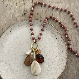 Colar Penca Cristais - Goiaba