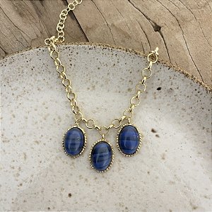 Pulseira Elos Portugueses - Três Pedras Naturais - Marinho