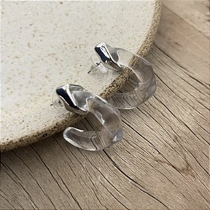 Argola Petra - Cristal com Ródio