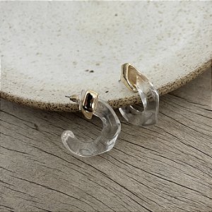 Argola Petra - Cristal com Dourado