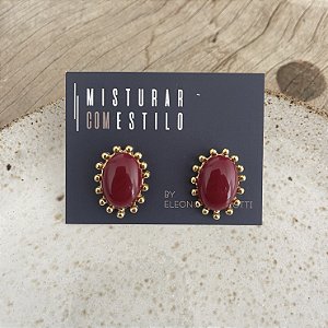 Brinco Aurora Resina Oval - P - Marsala