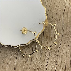 Argola Esferas - G - Dourado