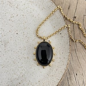 Colar Aurora Oval Longo - Preto
