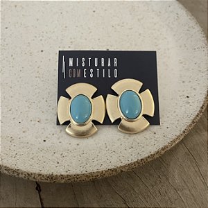 Brinco Petra Escovado - Turquesa