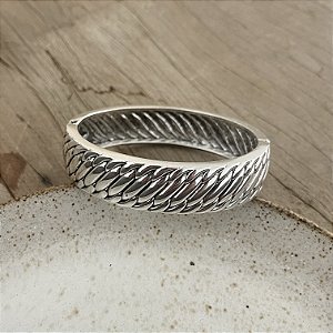 Bracelete Boho Canelado Oval - Ródio