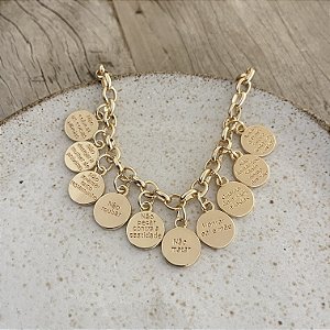 Pulseira Dez Mandamentos - G - Dourado