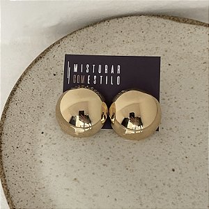 Brinco Bolão Achatado - GG - Dourado