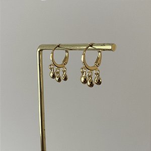 Argola Betina Trio Mini Esferas - Dourado